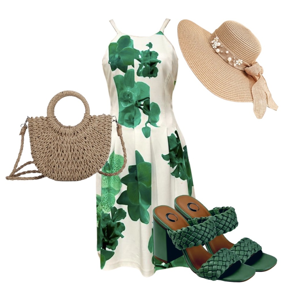 Calvin Klein Floral Green Scuba Dress